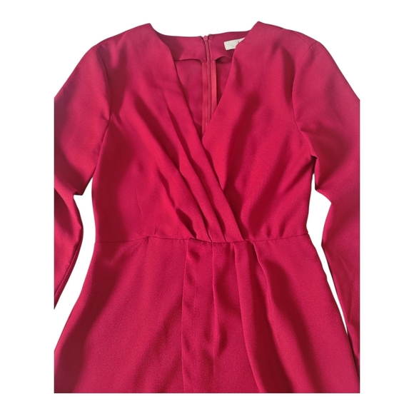 Halston Red Long Sleeve V-Neck Wrap Dress| Size XS - Picture 5 of 11